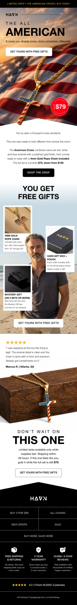 The All American email creative