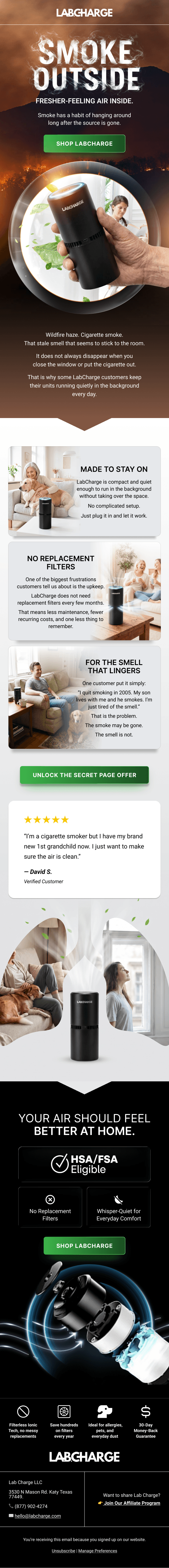 LabCharge Smoke Outside campaign email